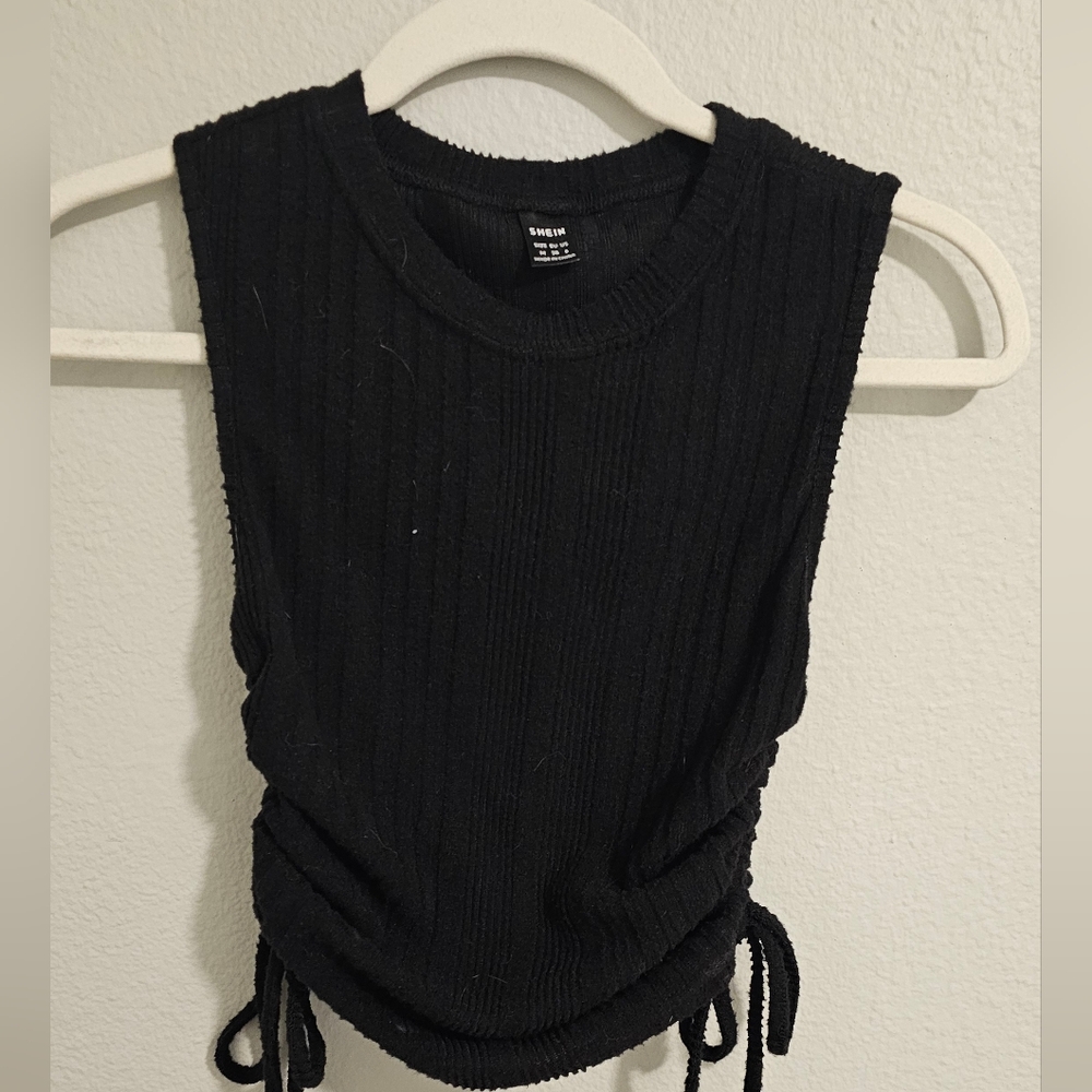 Black Sleeveless Ribbed Top